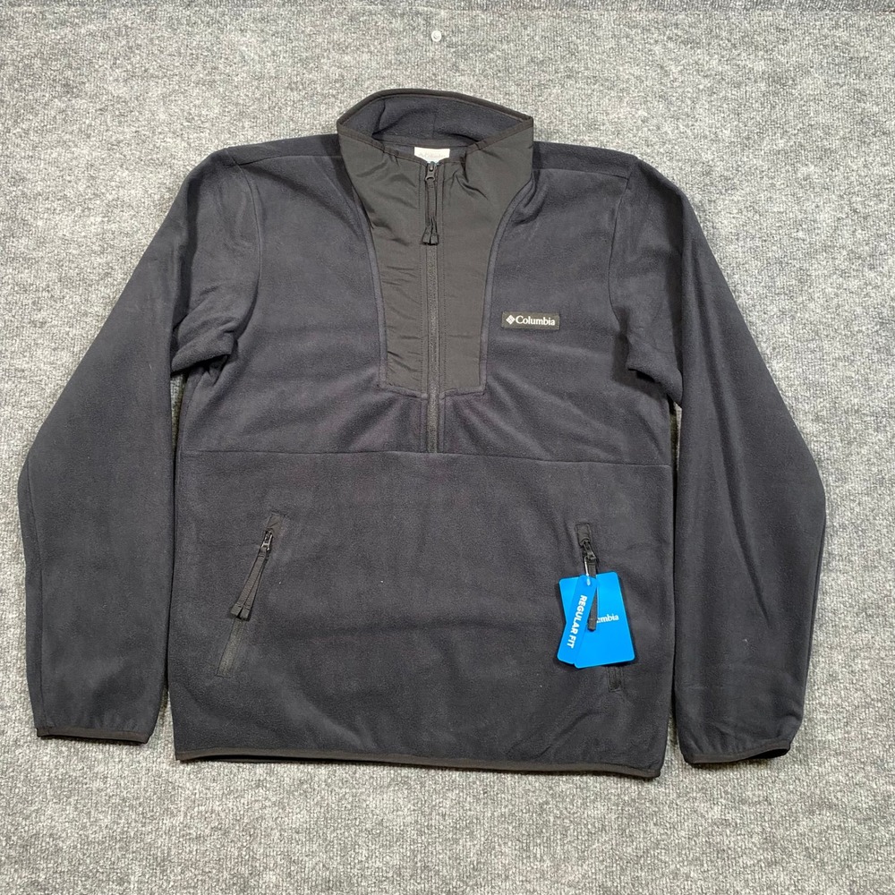 Columbia Sequoia Grove Half Zip‎ Fleece Mens Small Black AM3637-010 NEW
